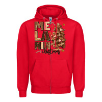 Red melanin christmas with christmas tree Zipper Hoodie - MaliasSmallBusiness