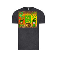 Vintage Black st patricks gnomes and coins with shamrock Vintage Tee - Artiststas