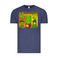 Vintage Denim st patricks gnomes and coins with shamrock Vintage Tee - Artiststas