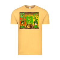 Vintage Mustard st patricks gnomes and coins with shamrock Vintage Tee - Artiststas