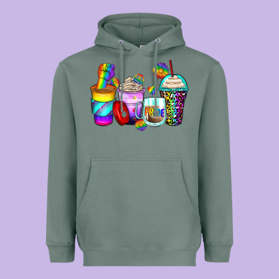 Pride Coffee Cups Heavyweight Hoodie Designed By Zillion Design Studio