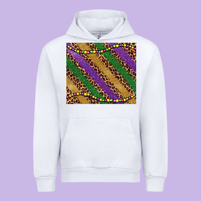 Mardi Gras Leopard Glitter Bead Urban Hoodie Designed By Barkaloodesign