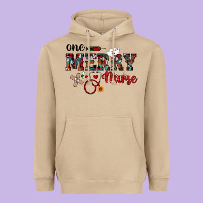 One Merry Nurse Western Heavyweight Hoodie Designed By Ranaportraitstore