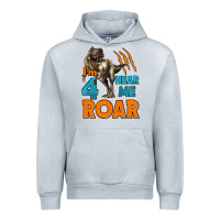 Heather Grey i'm four hear me roar dinosaur birthday Urban Hoodie - LillyAllenDesigns