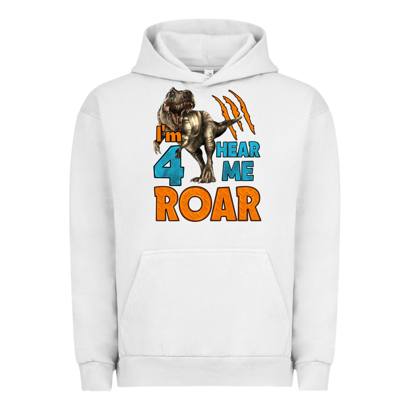I'm Four Hear Me Roar Dinosaur Birthday Urban Hoodie by LillyAllenDesigns | Teevron