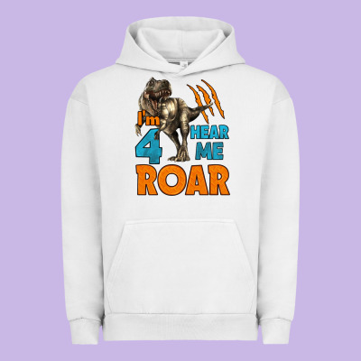 I'm Four Hear Me Roar Dinosaur Birthday Urban Hoodie Designed By Lillyallendesigns