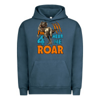 Pigment Midnight Navy i'm four hear me roar dinosaur birthday Urban Hoodie - LillyAllenDesigns