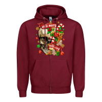 Burgundy sorta merry sorta scary Zipper Hoodie - MaliasSmallBusiness