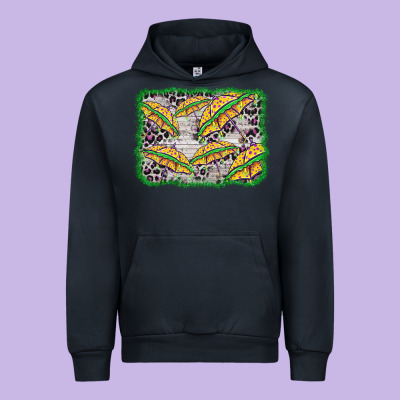 Mardi Gras Umbrella Background Urban Hoodie Designed By Barkaloodesign