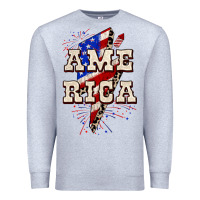 Heather Grey America 4th of July Premium Sweatshirt - CowGirlArtShop