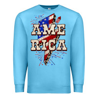 Ocean Blue America 4th of July Premium Sweatshirt - CowGirlArtShop