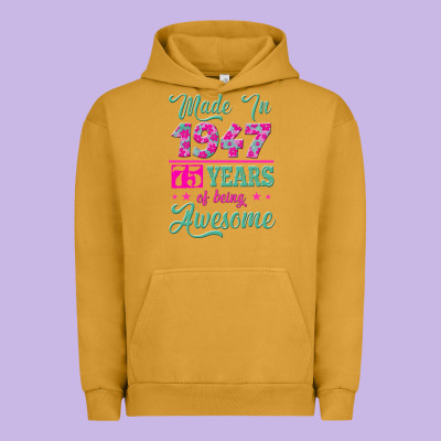 Made In 1947, 75 Years Of Being Awesome Kopya Urban Hoodie Designed By Jasminsmagicworld