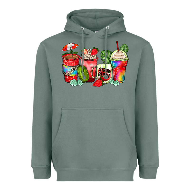 Strawberry Coffee Cups Heavyweight Hoodie by Zillion Design Studio | Teevron