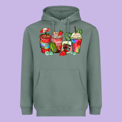 Strawberry Coffee Cups Heavyweight Hoodie Designed By Zillion Design Studio