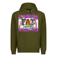 Army Green fat tuesday fleur de lis and mardi gras beads Premium Hoodie - Artiststas