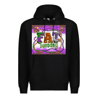 Black fat tuesday fleur de lis and mardi gras beads Premium Hoodie - Artiststas