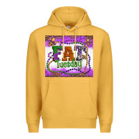 Mustard fat tuesday fleur de lis and mardi gras beads Premium Hoodie - Artiststas