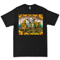 Black Western Charolais Heifer With Sunflowers Premium Tee - LillyAllenDesigns