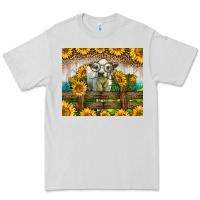 Dove Grey Western Charolais Heifer With Sunflowers Premium Tee - LillyAllenDesigns