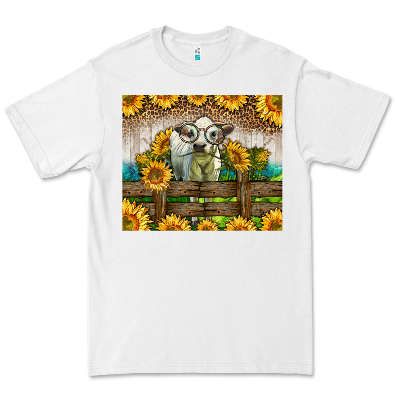 Western Charolais Heifer With Sunflowers Premium Tee by LillyAllenDesigns | Teevron