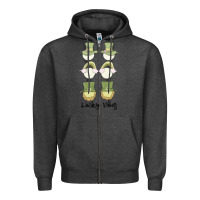 Charcoal Heather lucky vibes Zipper Hoodie - MaliasSmallBusiness