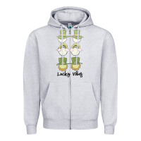 Heather Grey lucky vibes Zipper Hoodie - MaliasSmallBusiness