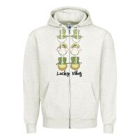 Oatmeal Heather lucky vibes Zipper Hoodie - MaliasSmallBusiness