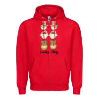 Red lucky vibes Zipper Hoodie - MaliasSmallBusiness