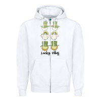 White lucky vibes Zipper Hoodie - MaliasSmallBusiness