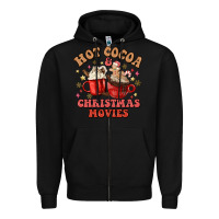 Black hot cocoa and christmas movies Zipper Hoodie - MaliasSmallBusiness