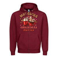 Burgundy hot cocoa and christmas movies Zipper Hoodie - MaliasSmallBusiness