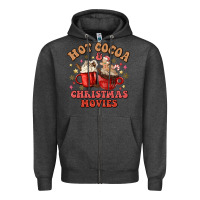 Charcoal Heather hot cocoa and christmas movies Zipper Hoodie - MaliasSmallBusiness