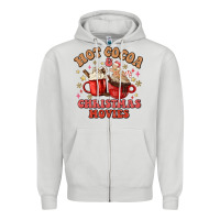 Dove Grey hot cocoa and christmas movies Zipper Hoodie - MaliasSmallBusiness