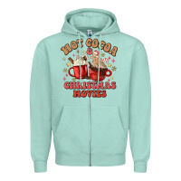 Seafoam hot cocoa and christmas movies Zipper Hoodie - MaliasSmallBusiness
