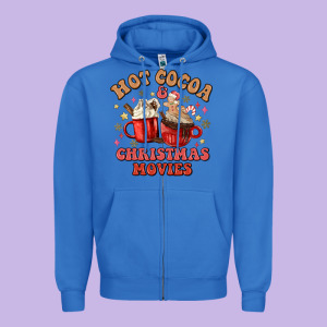 Hot Cocoa And Christmas Movies Zipper Hoodie Designed By Maliassmallbusiness