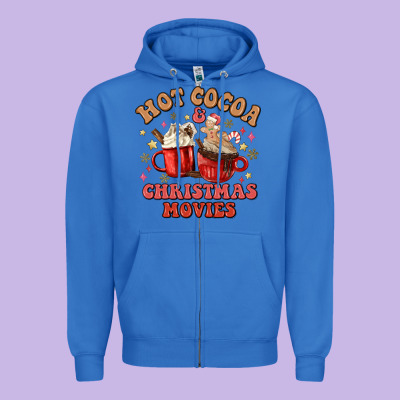 Zipper Hoodie hot cocoa and christmas movies