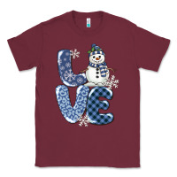 Burgundy love snowman Classic Tee - MaliasSmallBusiness