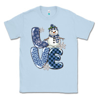 Dusty Blue love snowman Classic Tee - MaliasSmallBusiness