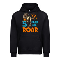 Black i'm five hear me roar dinosaur birthday Urban Hoodie - LillyAllenDesigns