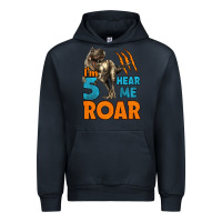 Navy i'm five hear me roar dinosaur birthday Urban Hoodie - LillyAllenDesigns