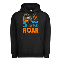 Pigment Black i'm five hear me roar dinosaur birthday Urban Hoodie - LillyAllenDesigns