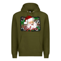 Army Green believe santa Premium Hoodie - AdoDesignShop