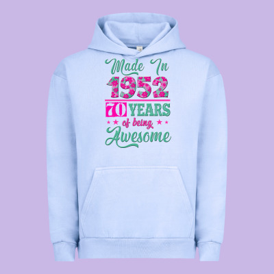 Made In 1952, 70 Years Of Being Awesome Kopya Urban Hoodie Designed By Jasminsmagicworld