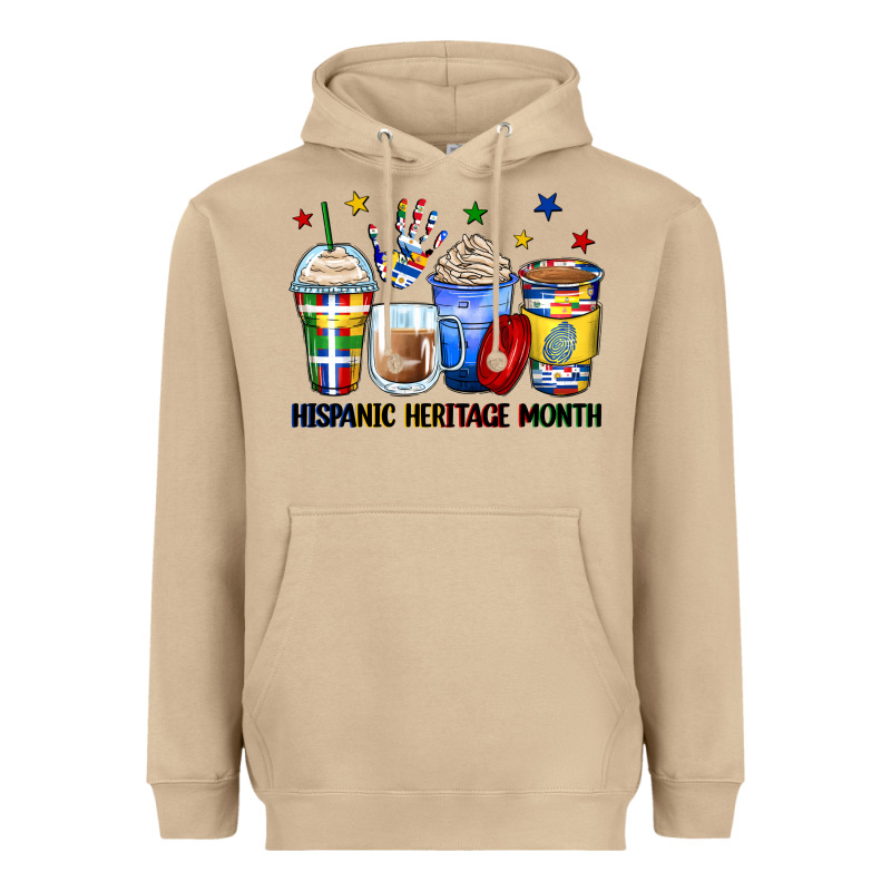 Hispanic Heritage Month Coffee Cups Heavyweight Hoodie by Zillion Design Studio | Teevron