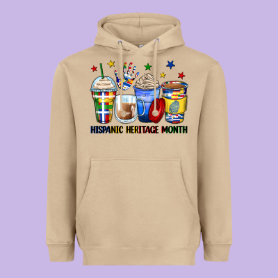 Hispanic Heritage Month Coffee Cups Heavyweight Hoodie Designed By Zillion Design Studio