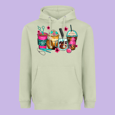 Hairstylist Coffee Cups Heavyweight Hoodie Designed By Zillion Design Studio