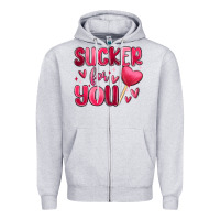 Heather Grey sucker for you Zipper Hoodie - MaliasSmallBusiness