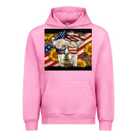 Fuchsia Pink Western 4th Of July Llama Background Urban Hoodie - LillyAllenDesigns