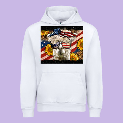 Western 4th Of July Llama Background Urban Hoodie Designed By Lillyallendesigns