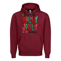 Burgundy somebodys holly jolly mama Zipper Hoodie - MaliasSmallBusiness